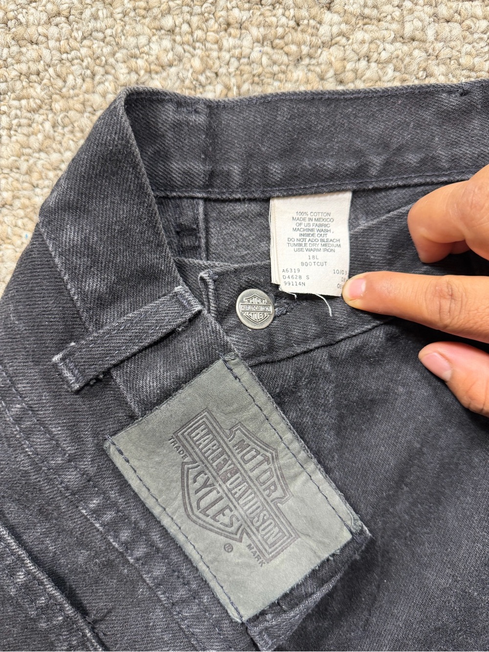 Harley-Davidson size 18L 100% cotton Faded Black Denim Bootcut Jeans